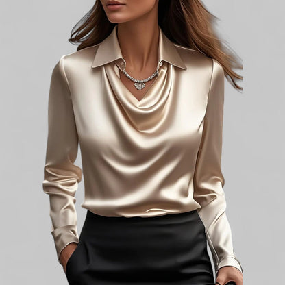 Women’s Waterfall Neck Blouse | Long Sleeves