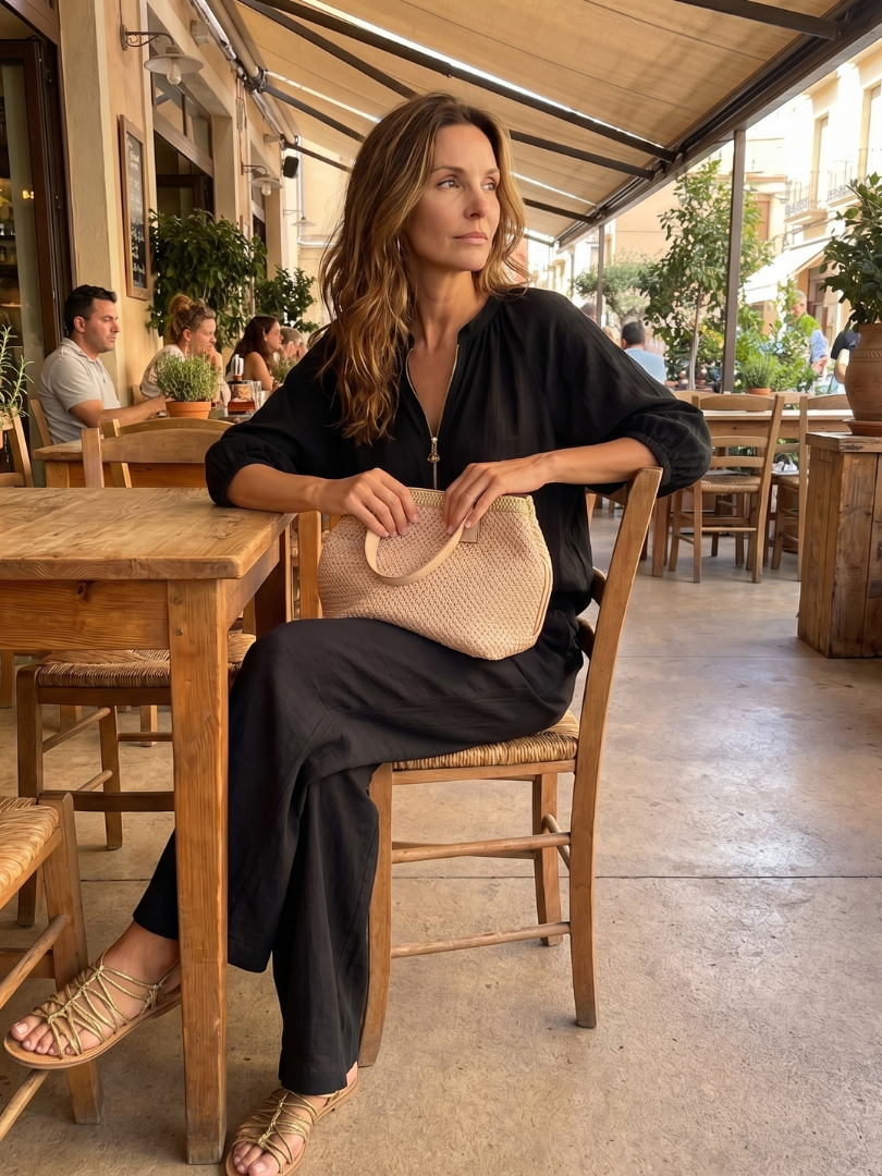 Women’s Casual Summer Co-Ord Set | Zip-Front Blouse and Wide-Leg Pants