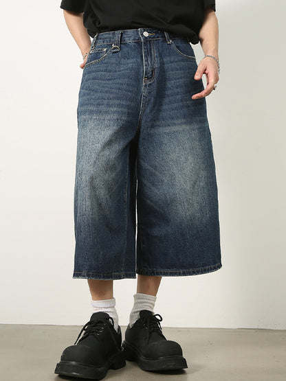 Vintage Oversized Cropped Distressed Baggy Jeans