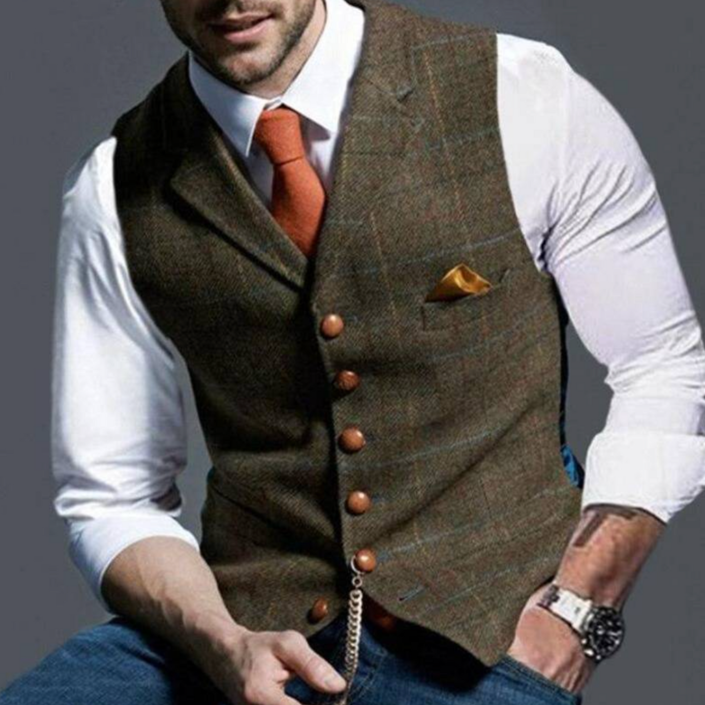Men's Slim Fit Plaid Suit Vest | Formal Waistcoat