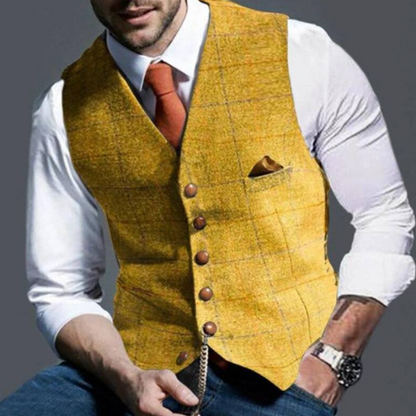 Men's Slim Fit Plaid Suit Vest | Formal Waistcoat