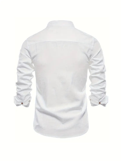 Men's Stand Collar Casual Shirt | Long Sleeve
