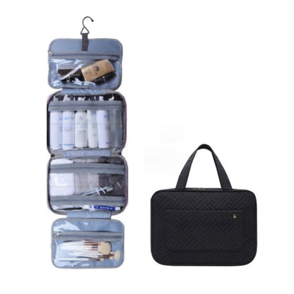 Compact Water-Resistant Travel Cosmetic Organizer | Features 4 Compartments & 360° Hook | Suitable for Men & Women