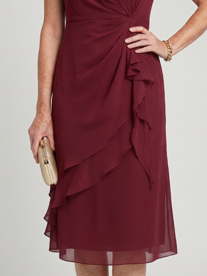 Women's Short Sleeve Sheath Cocktail Dress | Midi