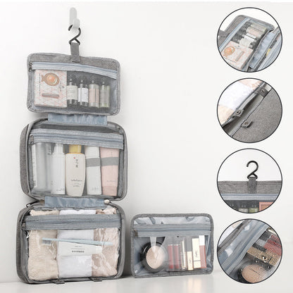 Compact Water-Resistant Travel Cosmetic Organizer | Features 4 Compartments & 360° Hook | Suitable for Men & Women