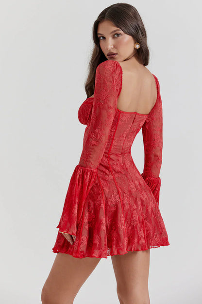 Women’s Long Flared Sleeve Evening Dress | Mini