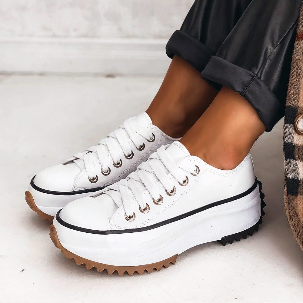 Women's Casual High Sole Platform Sneakers | Lace-Up Closure