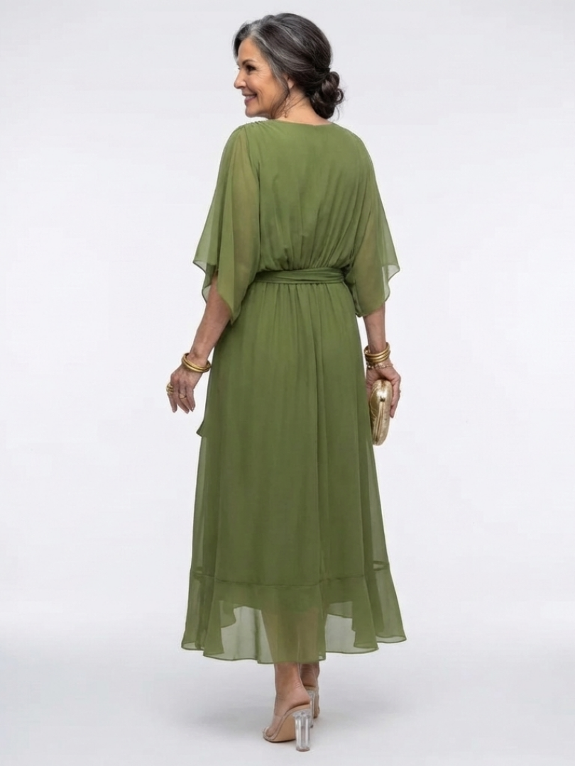 Women's V-Neck Wrap Cocktail Dress | Midi