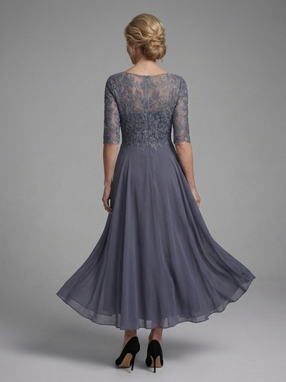 Women's A-Line Evening Gown | 3/4 Sleeves