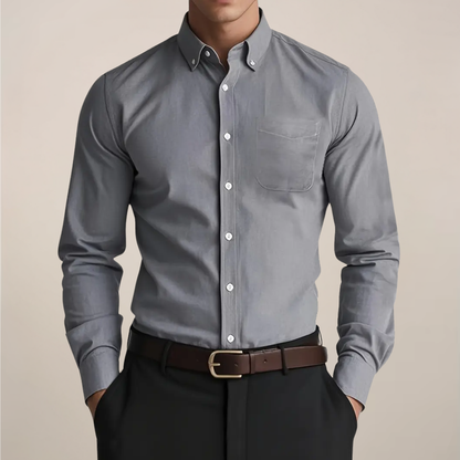 Men's Casual Button-Up Long Sleeve Shirt | with Chest Pocket
