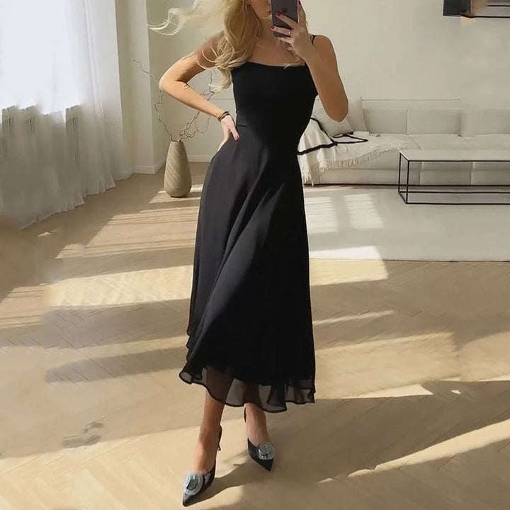 Women's Square-Neck A-Line Midi Dress | Sleeveless
