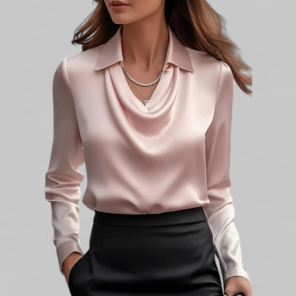 Women’s Waterfall Neck Blouse | Long Sleeves