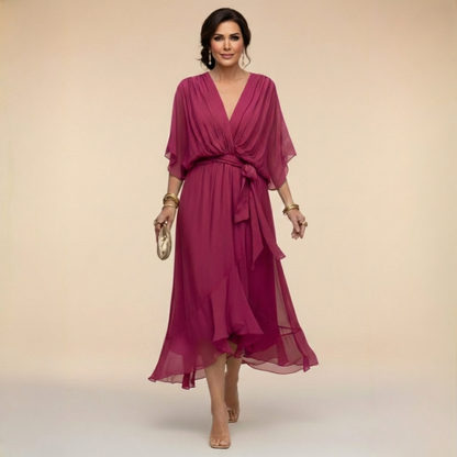 Women's Wedding Guest V-Neck Wrap Dress | Midi