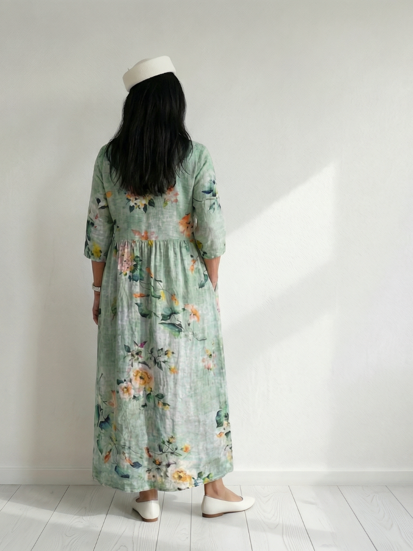 Women’s Floral Print Boho Maxi Dress | with Pockets