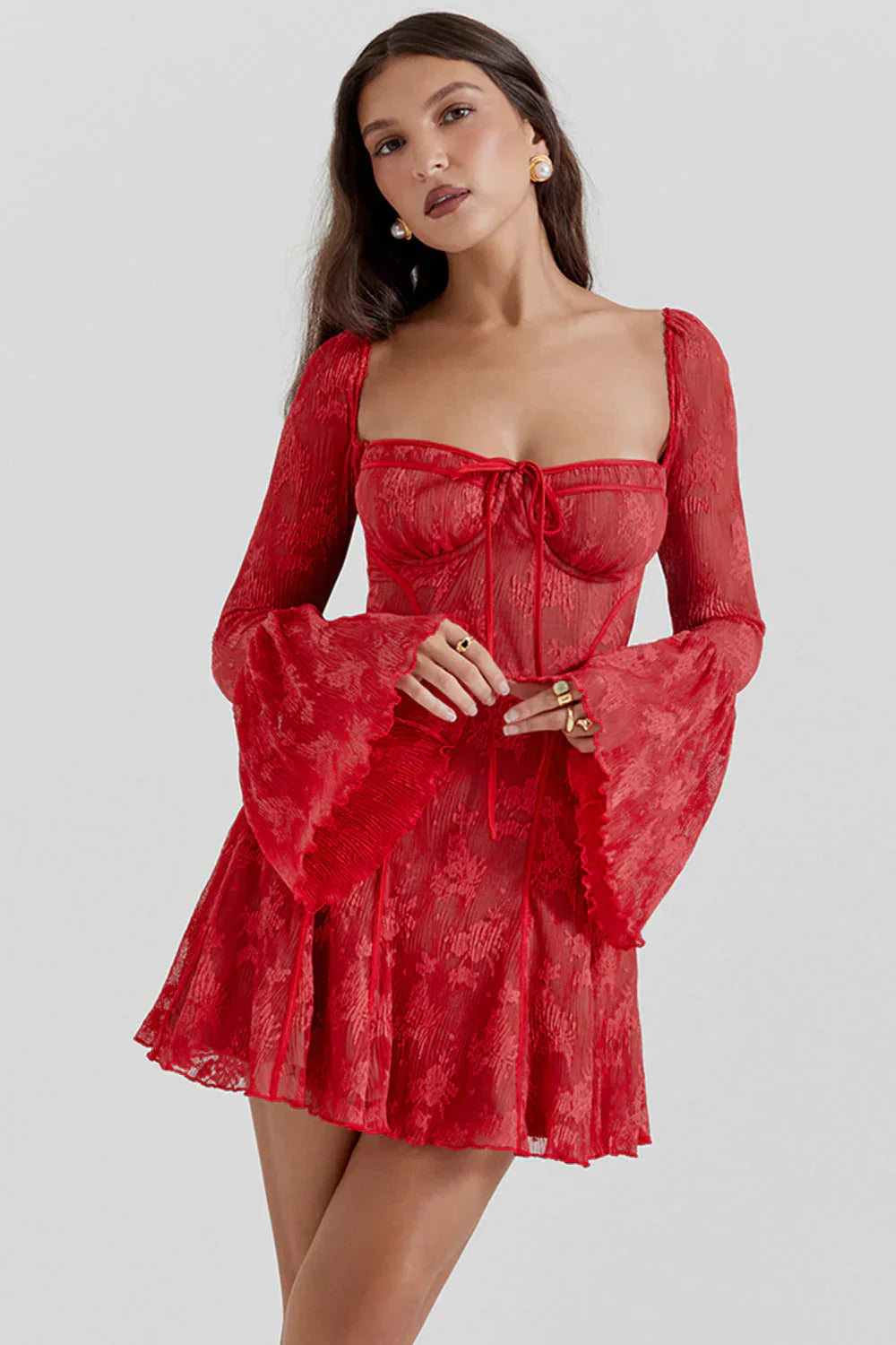 Women’s Long Flared Sleeve Evening Dress | Mini