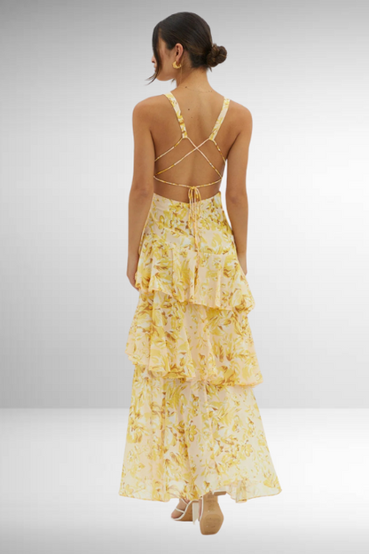 Women's V-Neck Ruffled Summer Dress | Maxi