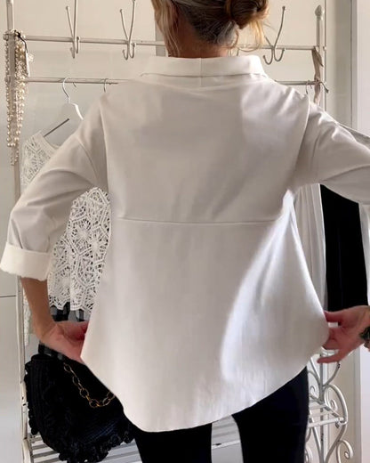 Women's Casual Waterfall Neck Blouse | with 3/4 Sleeves