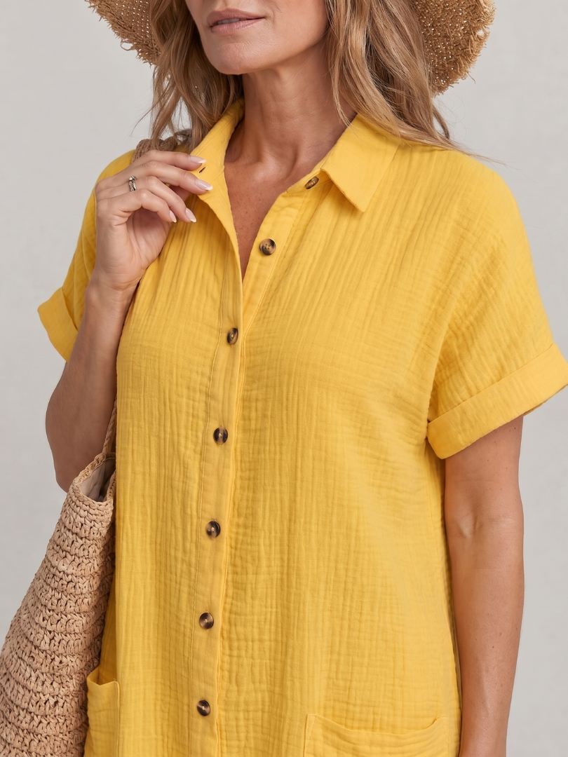 Women's Button-Down Shirt Dress | with Pockets