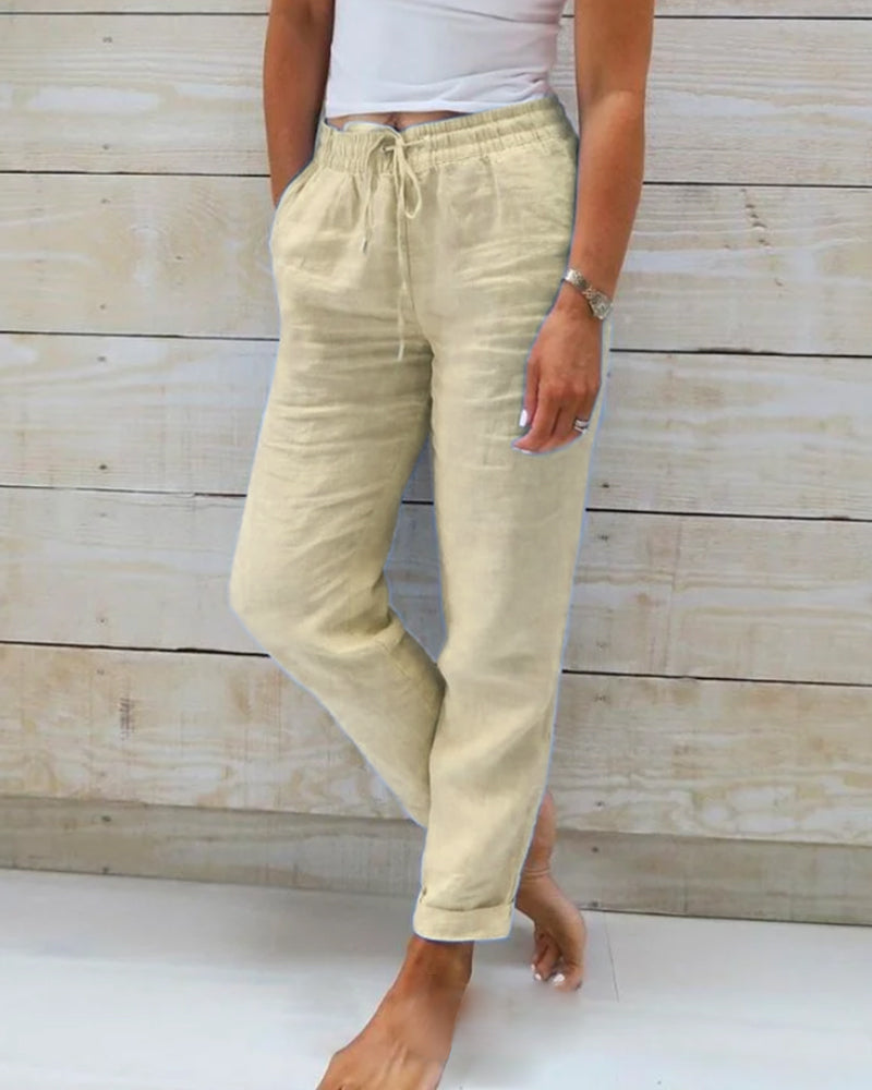 Women's Summer Casual Linen Pants | with Drawstring