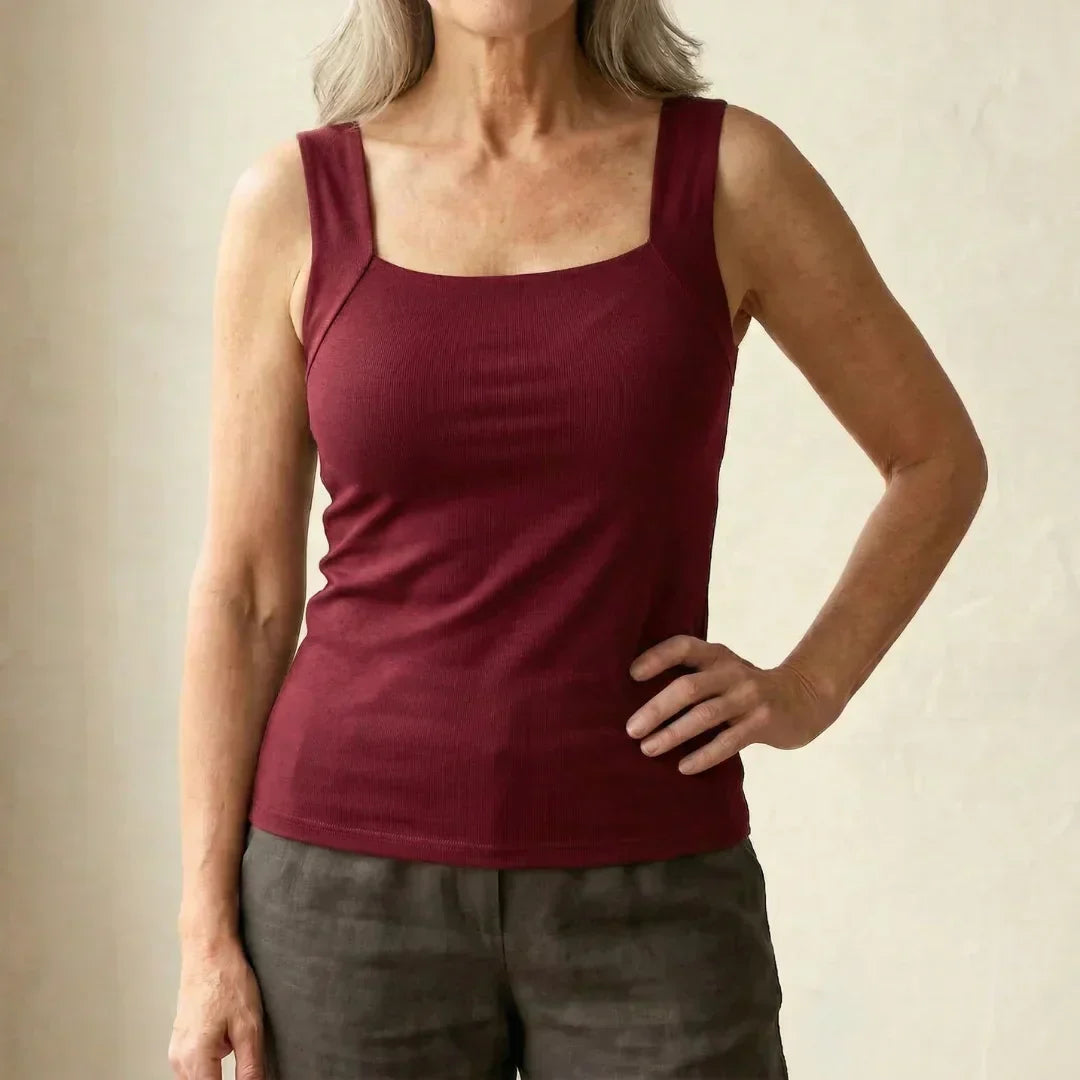 Women's Square Neck Tank Top | with Built-In Bra