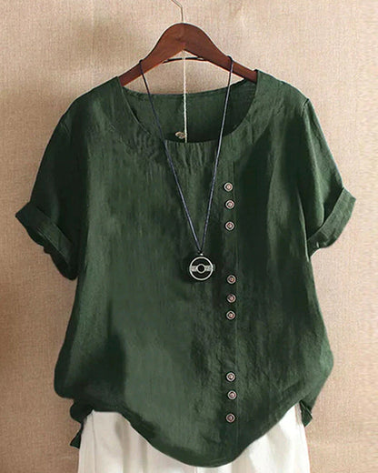 Women's Summer Casual Linen Blouse | Short Sleeve