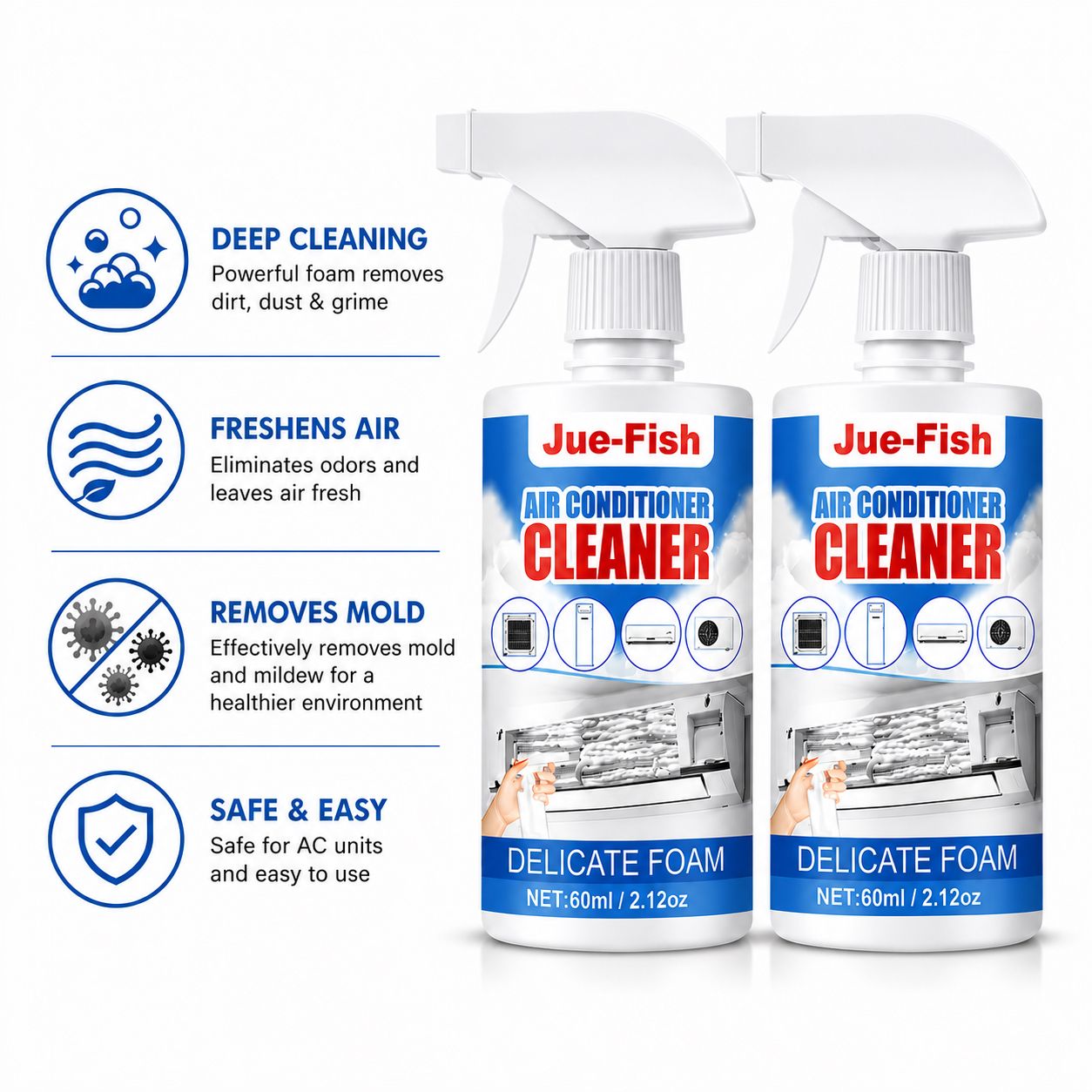 2 Bottles of Air Conditioner Cleaning Foam Spray