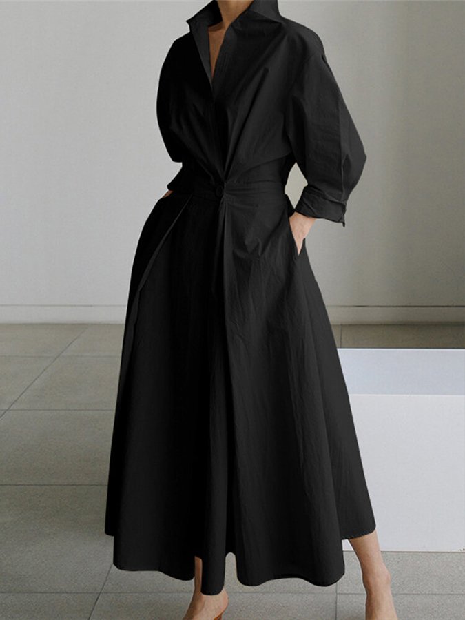 Women's Long Sleeve Shirt Dress | Maxi