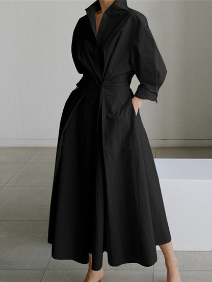 Women's Long Sleeve Shirt Dress | Maxi