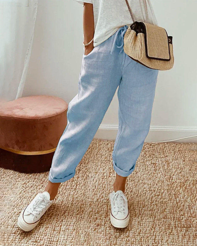 Women's Summer Linen Pants | with Drawstring
