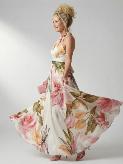 Women's One-Shoulder Floral Wedding Guest Dress | Maxi