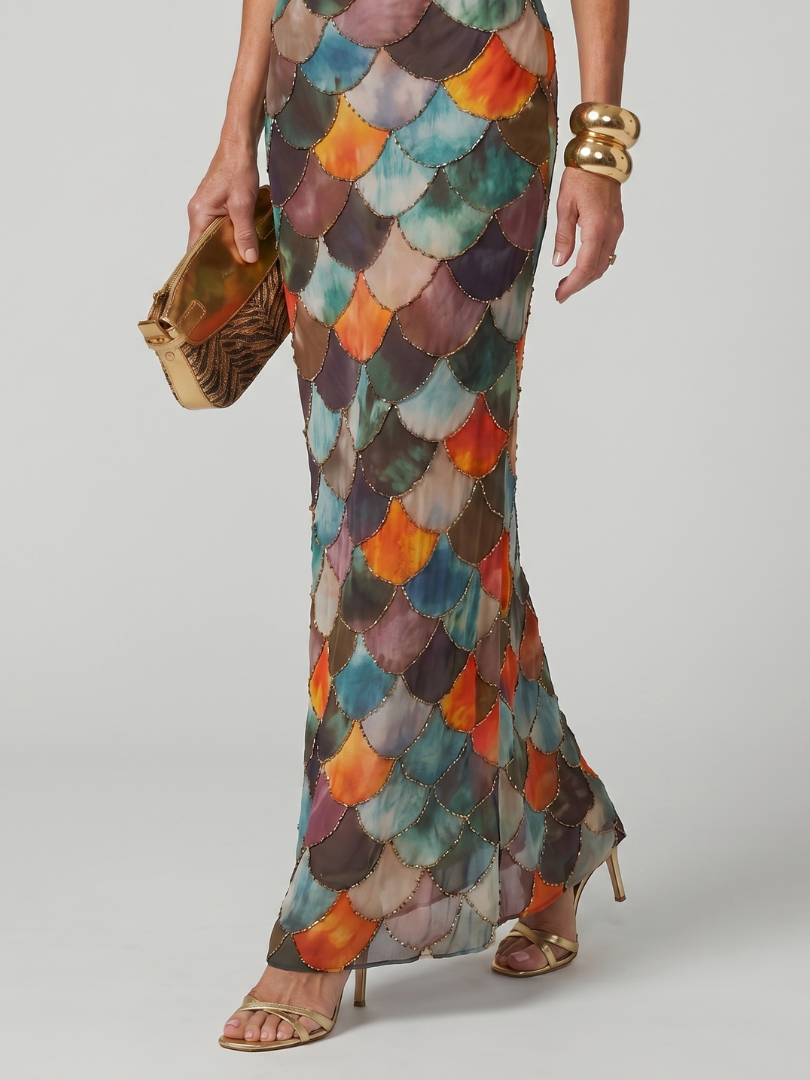 Women's Multicolor Halter Neck Maxi Dress | Summer