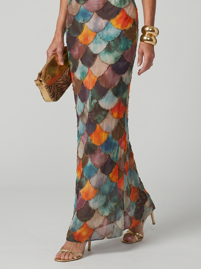 Women's Multicolor Halter Neck Maxi Dress | Summer