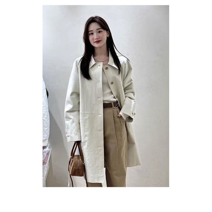 Trench-coat long boutonné avec poches pour femme - Candida