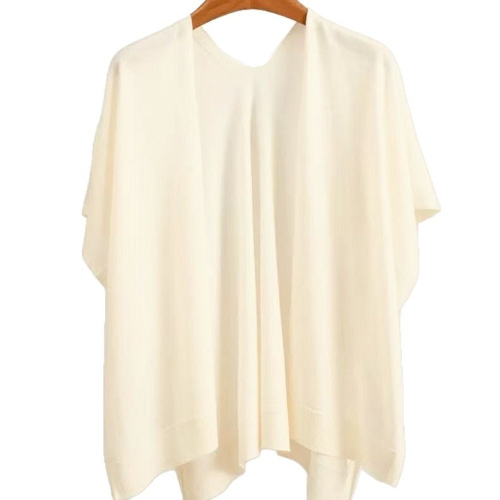 Effen gebreide sjaal met knoop voor dames - Michela