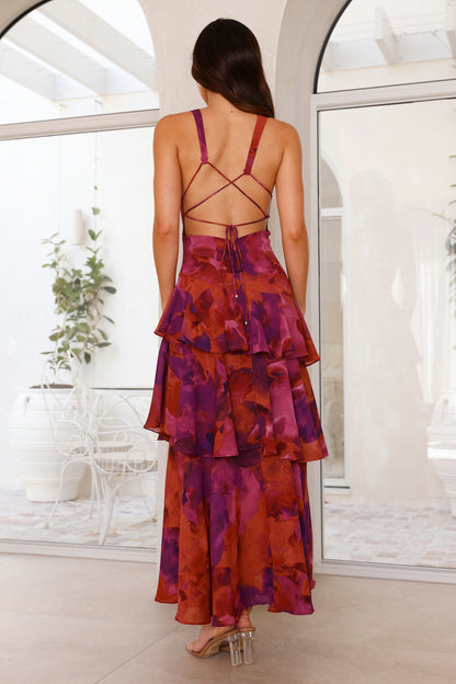 Women's V-Neck Ruffled Summer Dress | Maxi