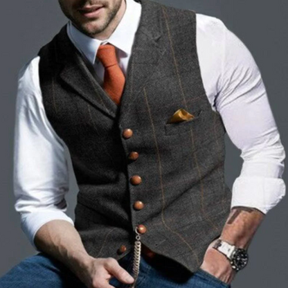 Men's Slim Fit Plaid Suit Vest | Formal Waistcoat
