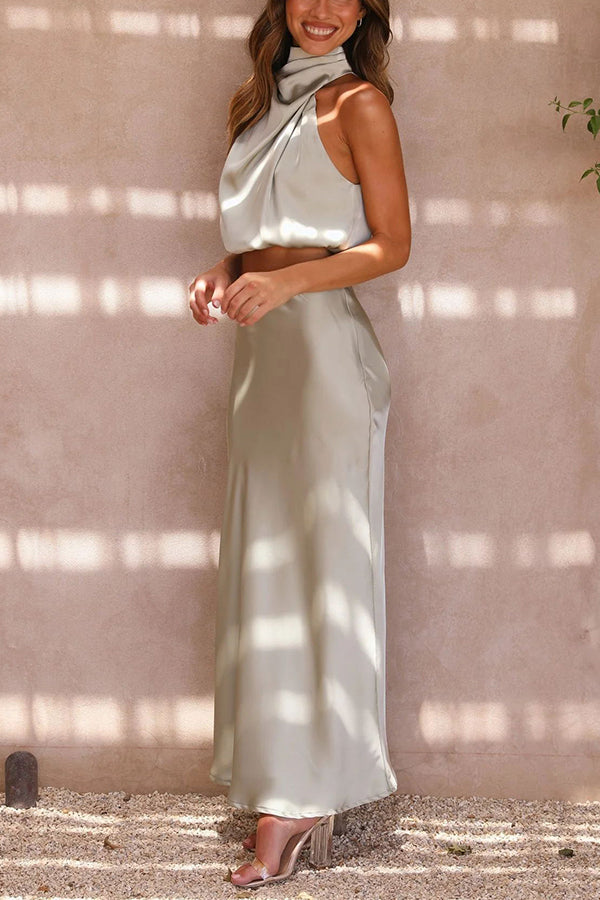Women’s Halter Neck Wedding Guest Dress | Maxi