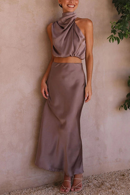 Women’s Halter Neck Wedding Guest Dress | Maxi