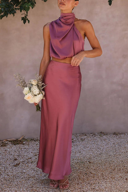 Women’s Halter Neck Wedding Guest Dress | Maxi
