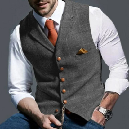 Men's Slim Fit Plaid Suit Vest | Formal Waistcoat