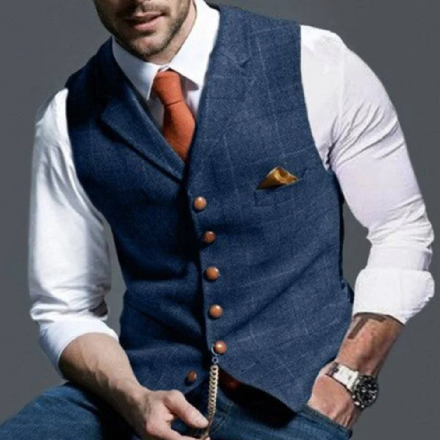 Men's Slim Fit Plaid Suit Vest | Formal Waistcoat