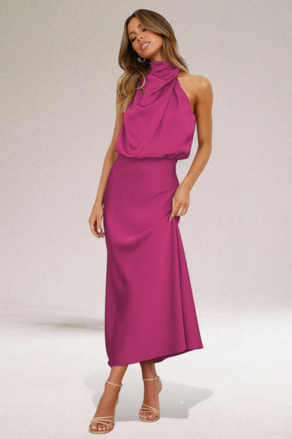 Women's High-Neck Wedding Guest Dress | Maxi