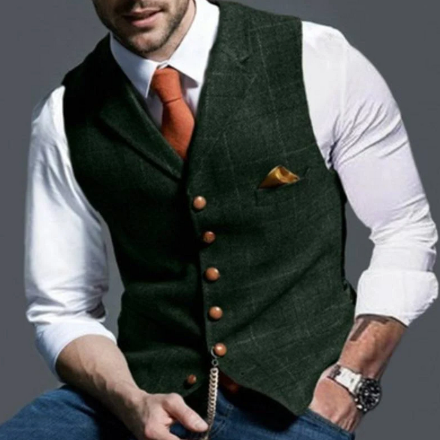 Men's Slim Fit Plaid Suit Vest | Formal Waistcoat
