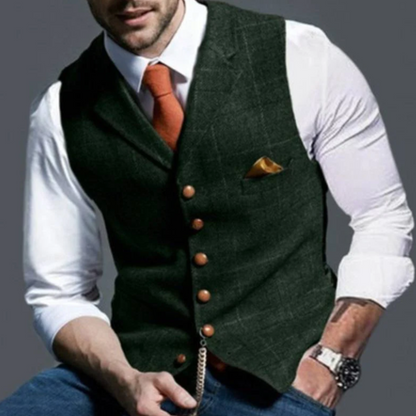 Men's Slim Fit Plaid Suit Vest | Formal Waistcoat