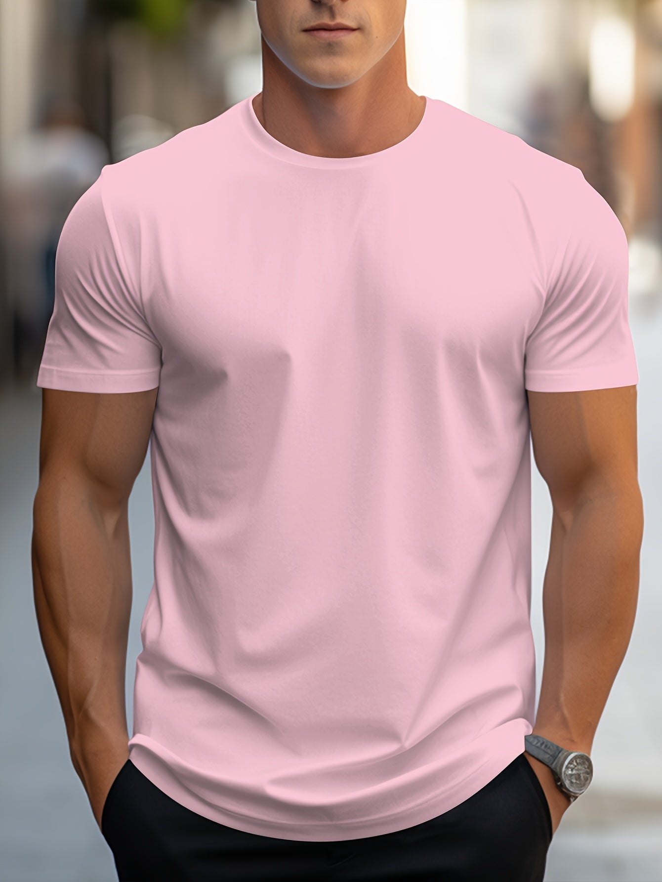 Men's Plain Crew Neck T-Shirt | Short Sleeve