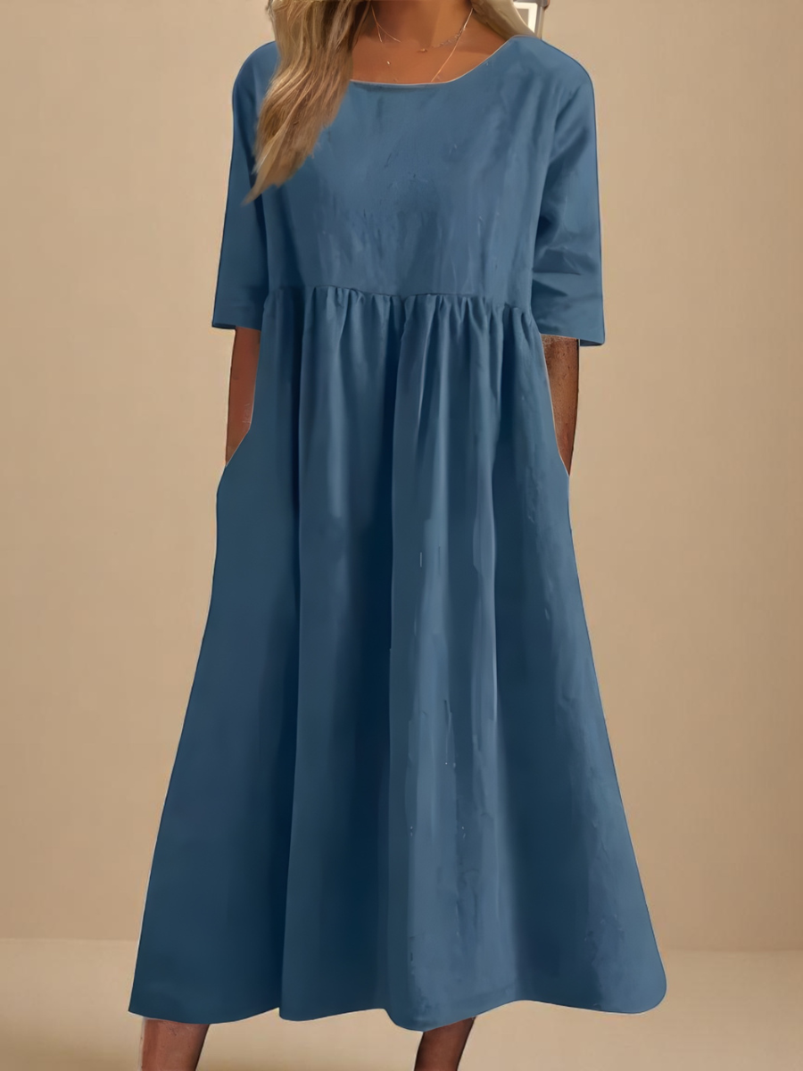 Women's Casual Empire Waist Midi Dress | with Pockets