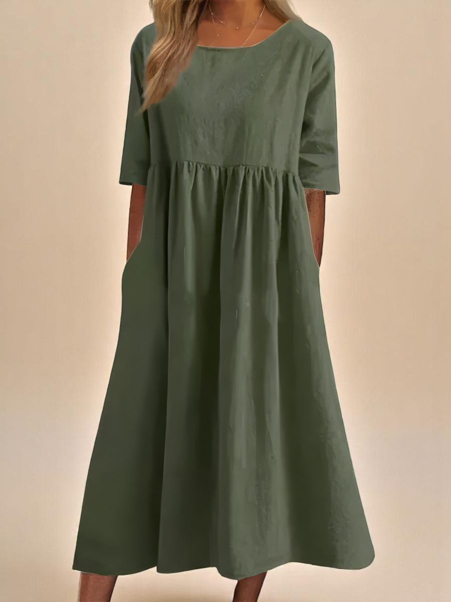 Women's Casual Empire Waist Midi Dress | with Pockets
