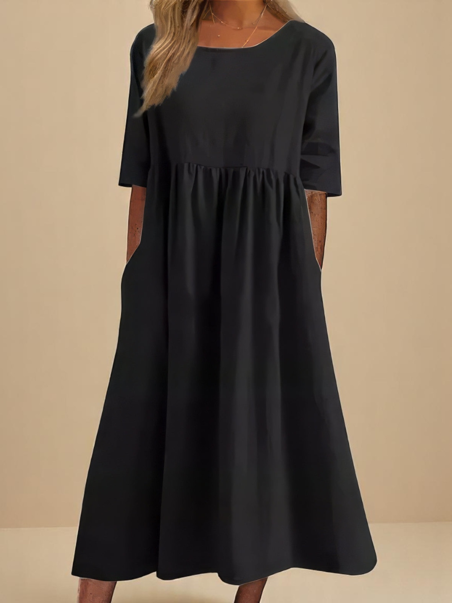 Women's Casual Empire Waist Midi Dress | with Pockets