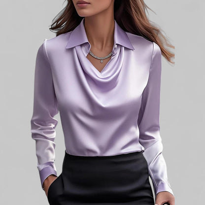 Women’s Waterfall Neck Blouse | Long Sleeves