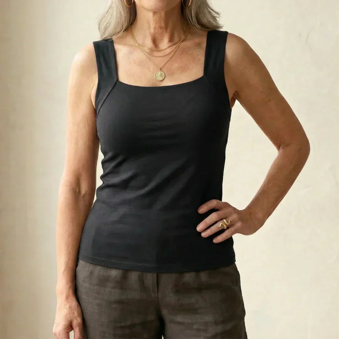 Women's Square Neck Tank Top | with Built-In Bra